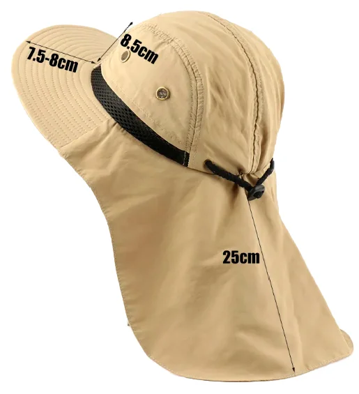 Sombrero Pava Con Solapa Cuello Ajustable Transpirable