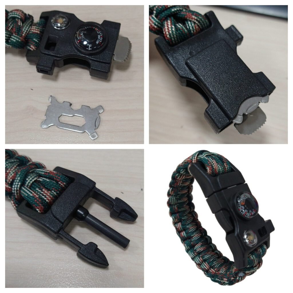 Manilla Supervivencia Pulsera Táctica 5en1 Fina
