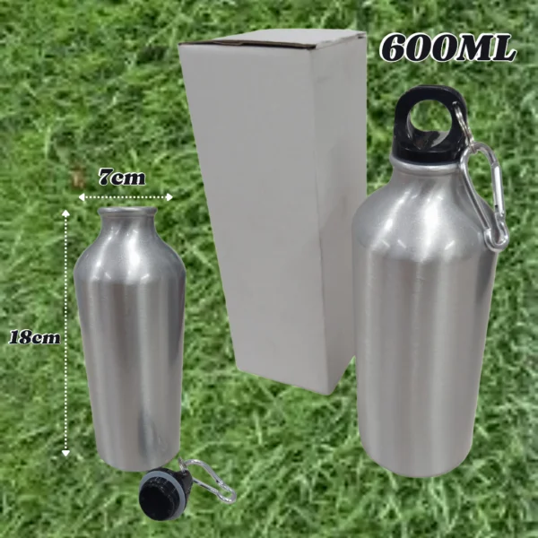 Caramañola Botilito 600 ML Metálico Plateado