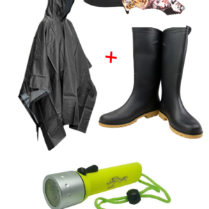 Kit: Poncho+Botas Caucho+Linterna+Navaja