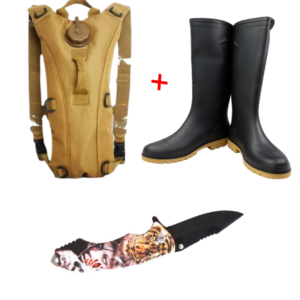 Kit: Botas Caucho+Morral+Navaja